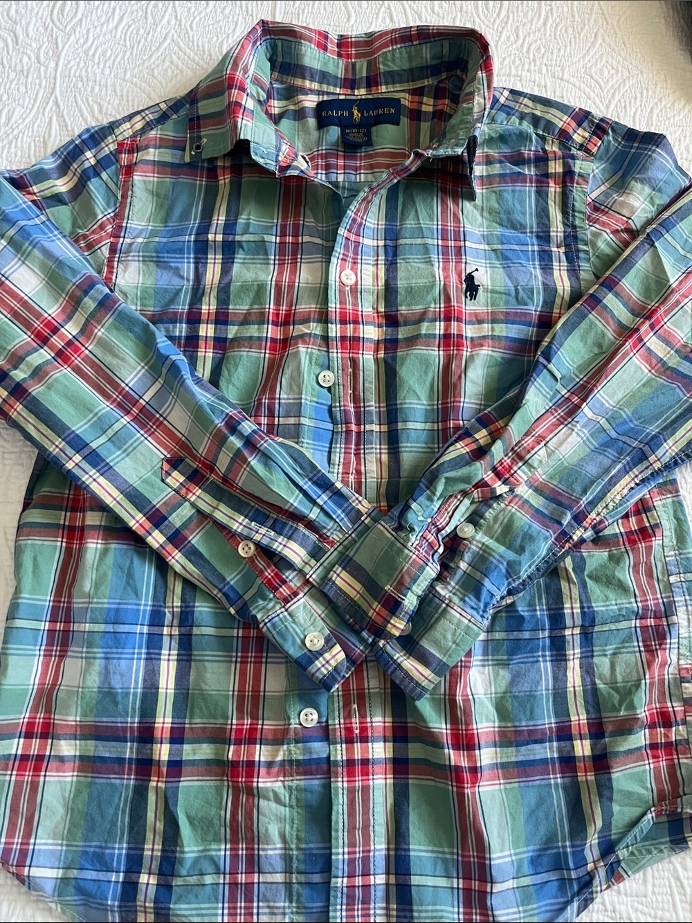 Ralph Lauren Boys Plaid Button-Down Shirt medium 10/12